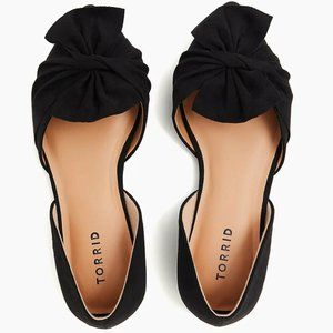 TORRID - BLACK FAUX SUEDE TWIST BOW D'ORSAY FLAT (WW)